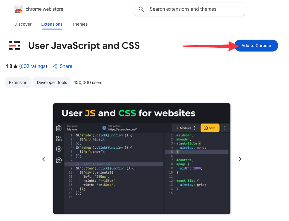 Clicking the "Add to Chrome" button
