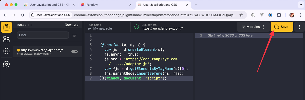 Clicking the "Save" button.