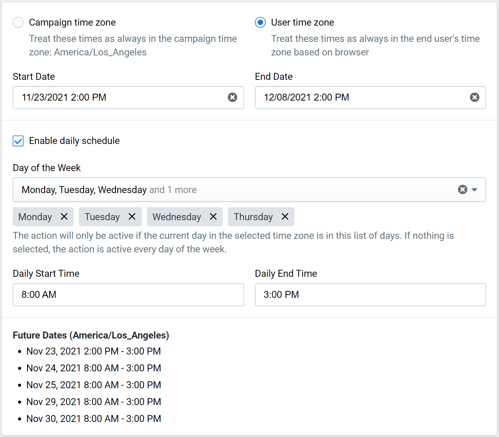 Figure 3: Action Schedule