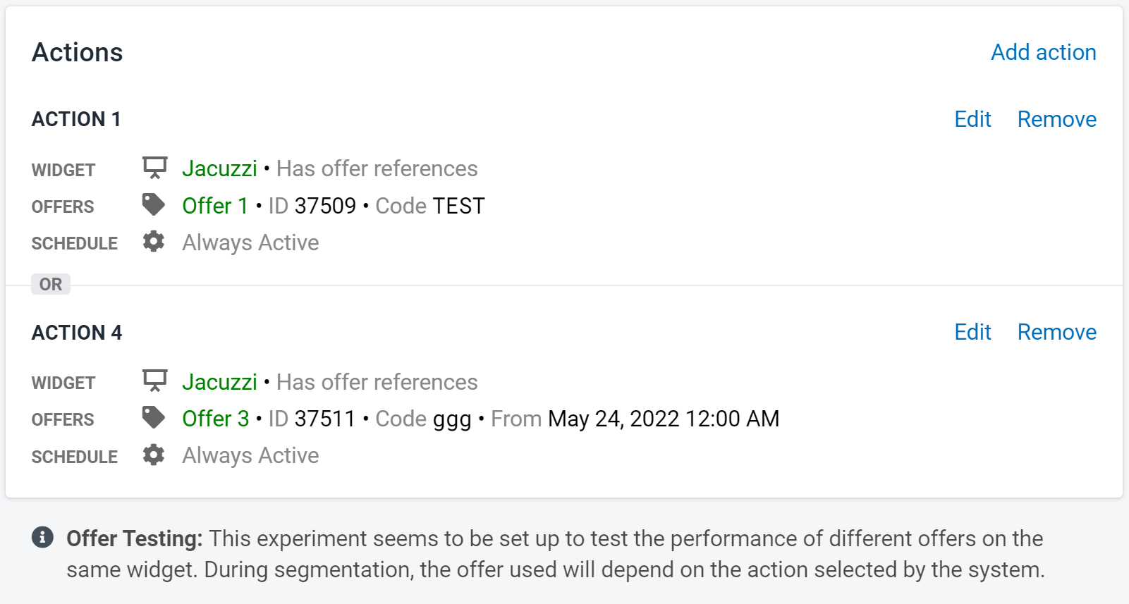 Figure 4: Offer Testing Example