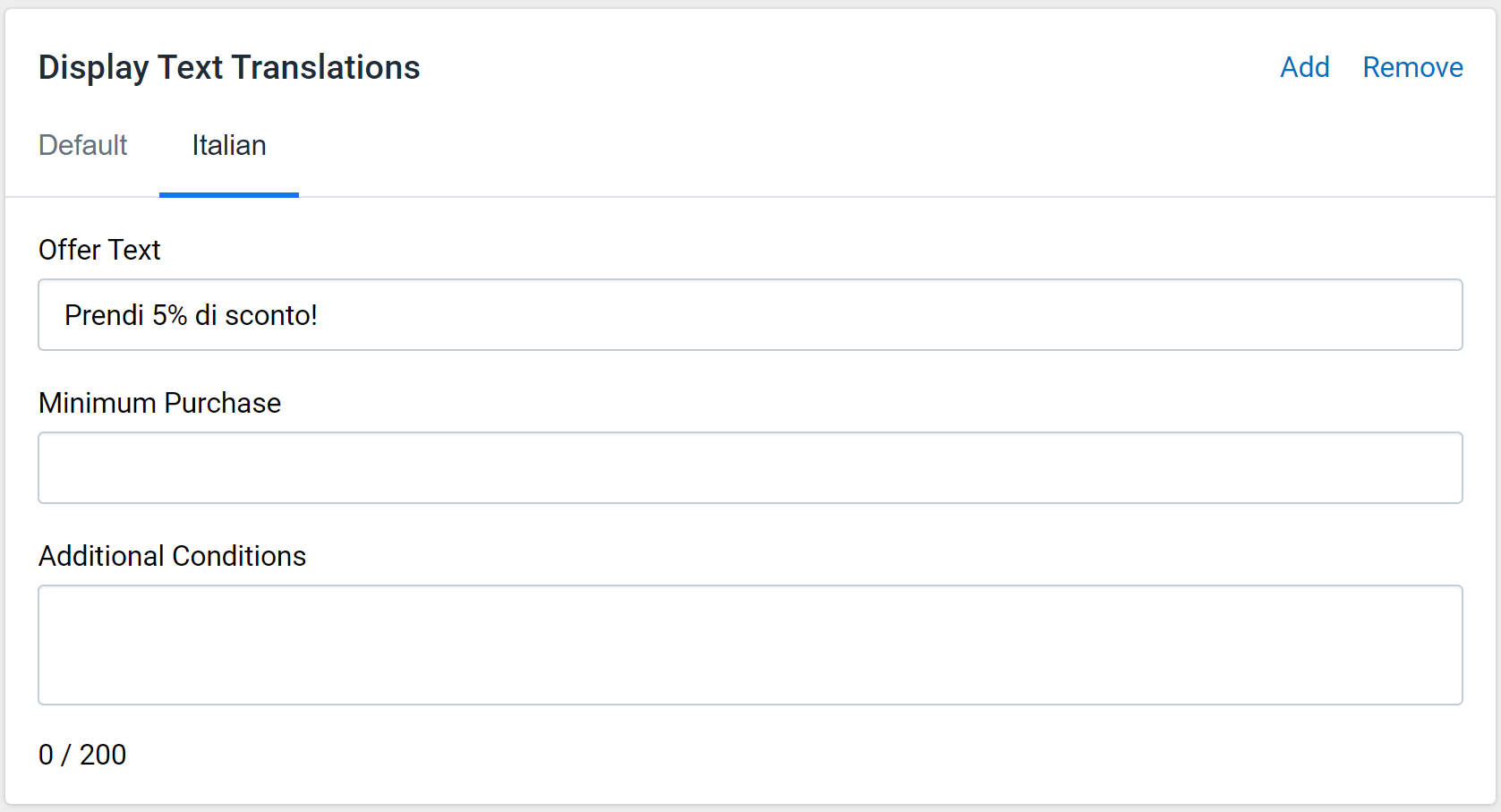 Figure 2: Display Text Translations showing multiple translations