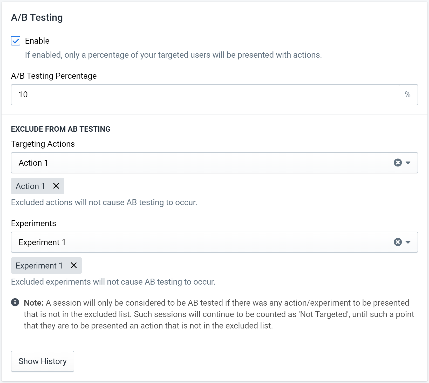 Figure 1: A/B Testing Settings