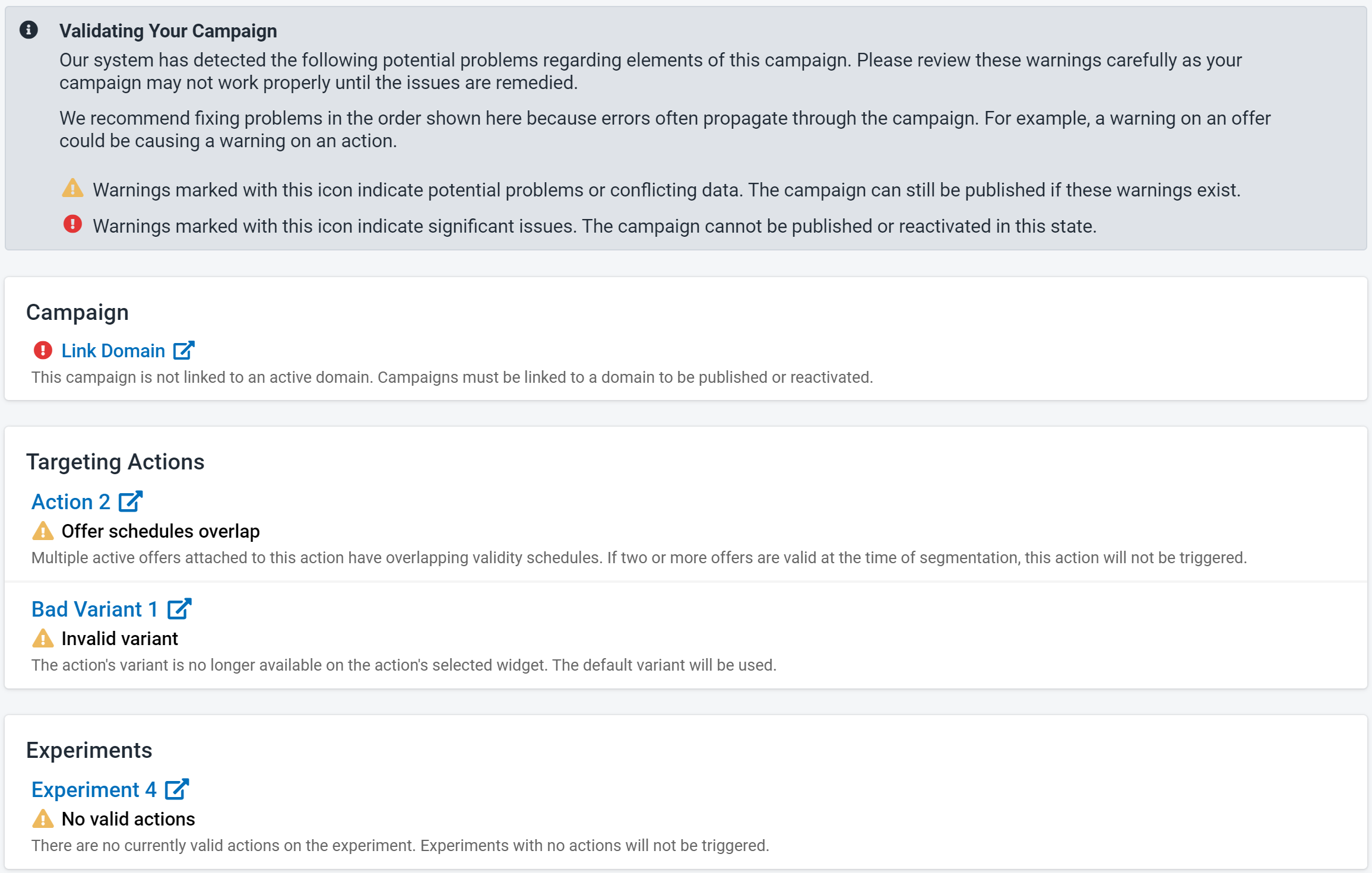 Figure 2: Validation Warnings