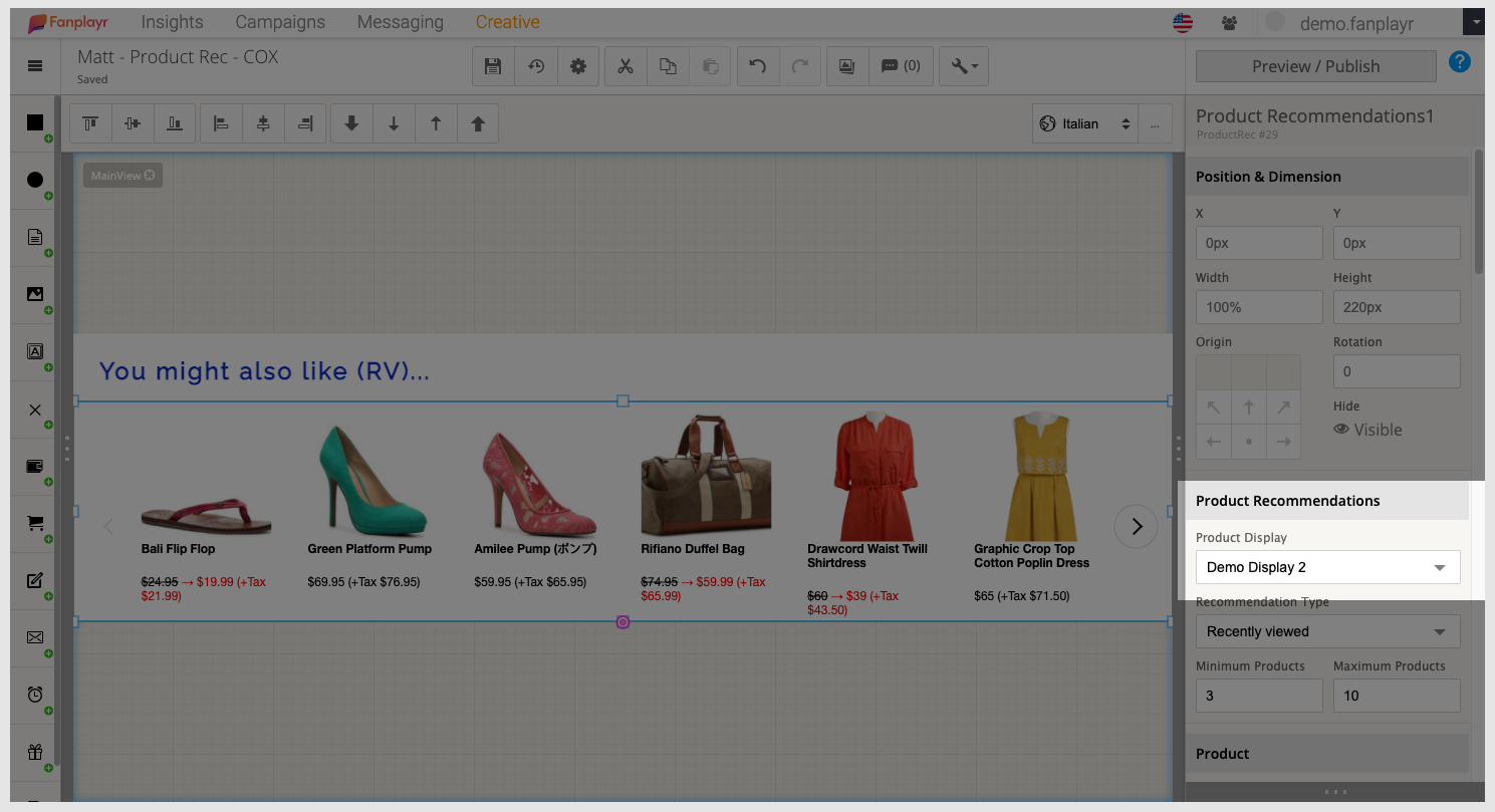 Figure 4: Creative Product Recommendation Component