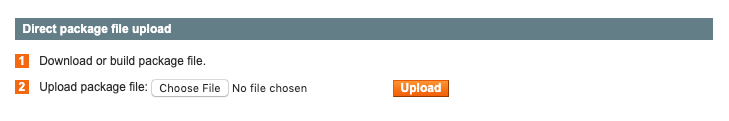 Direct package file upload section in Magento Connect Manager