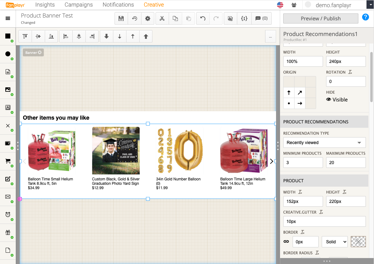 Example of recommendations component.