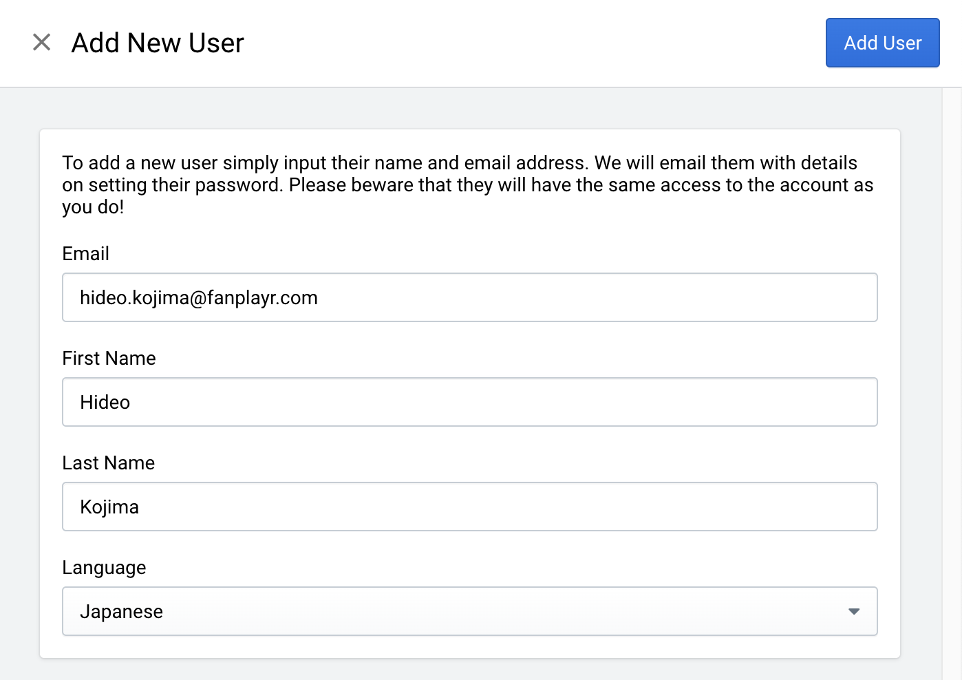 Adding a new user.