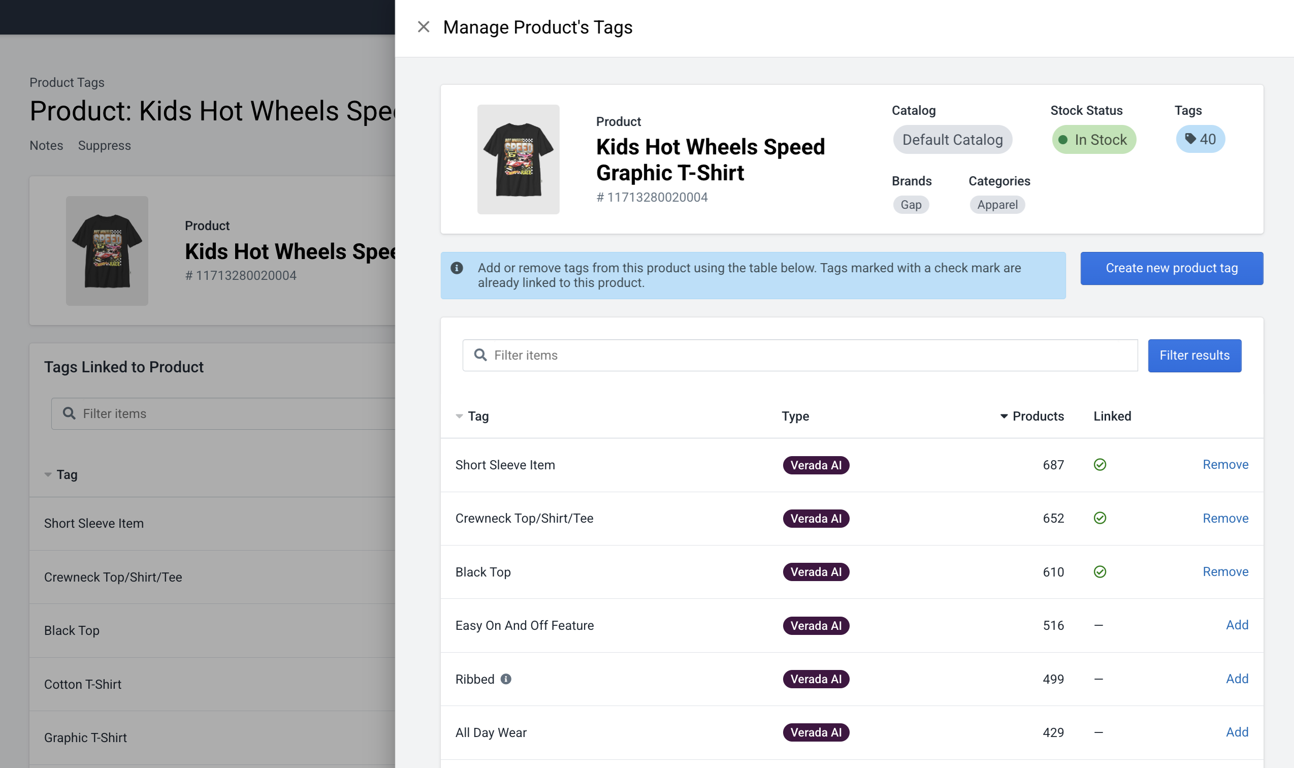 Manage Product's Tags