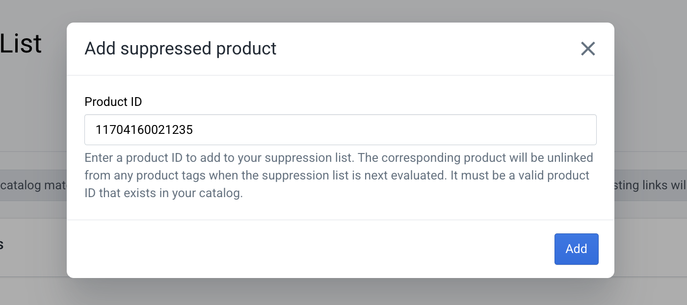 Add suppressed product