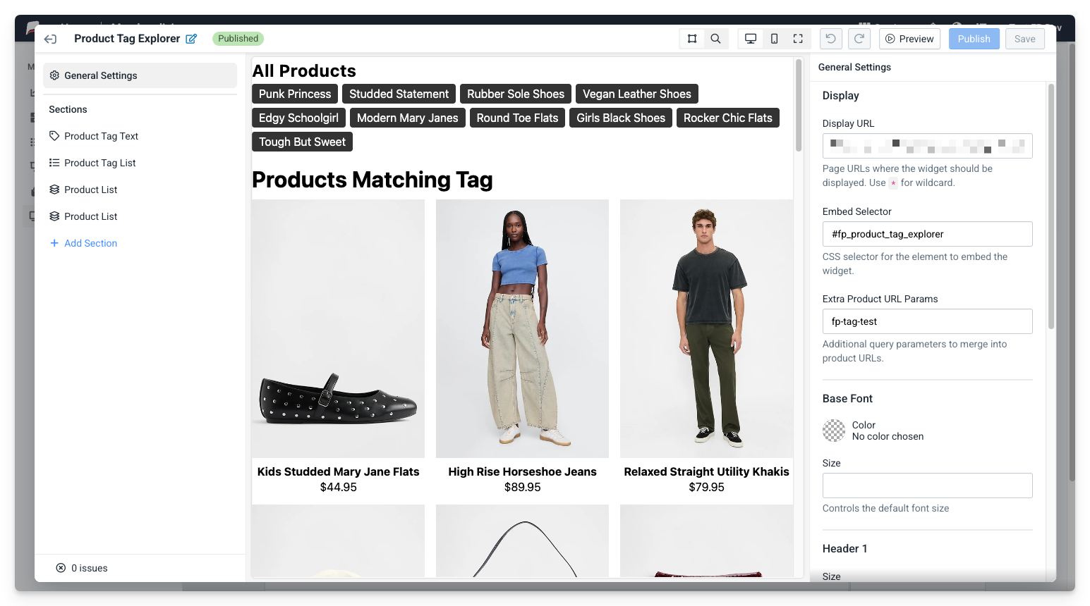 Merchandising Widget Editor