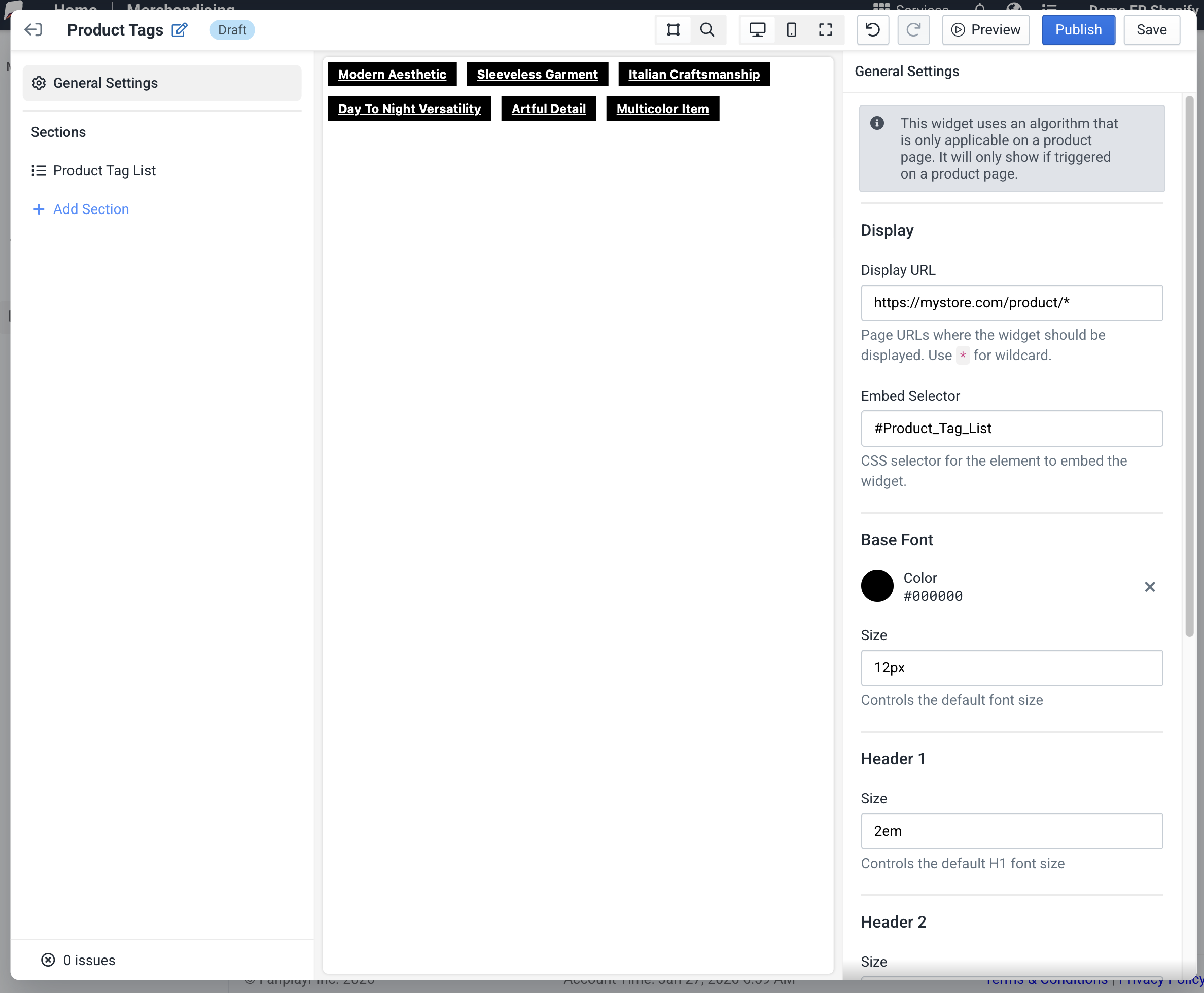 Figure 3: Set the Display URL and Embed Selector